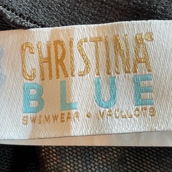 Christina Blue one piece comfort athletic abstract print bathing swimsuit size 8 - Picture 11 of 13